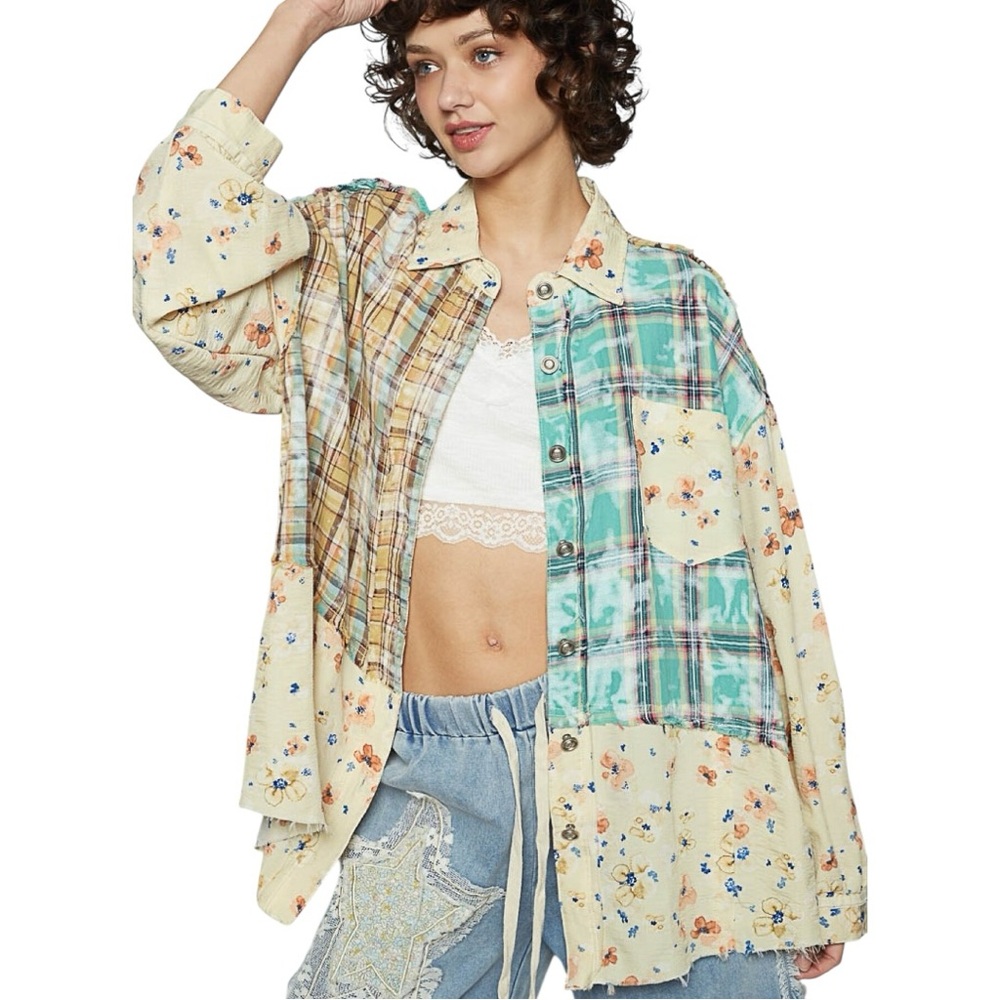 NWT POL Multicolor Patchwork Shirt
